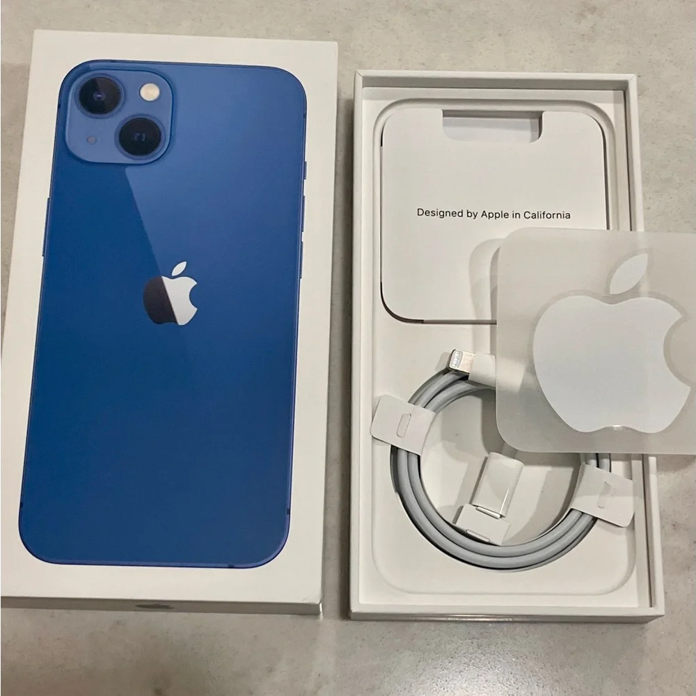 Apple iPhone 13 Gift Box and Original Charging Cord - Blue